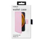 WALLY - Custodia a libro in pelle sintetica con chiusura flap magnetico, slot per carte e funzione stand colore rosa compatibile con Apple iPhone 16 [IPHONE 16 CASES]