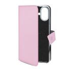 WALLY - Custodia a libro in pelle sintetica con chiusura flap magnetico, slot per carte e funzione stand colore rosa compatibile con Apple iPhone 16 [IPHONE 16 CASES]