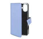 WALLY - Custodia a libro in pelle sintetica con chiusura flap magnetico, slot per carte e funzione stand colore blu compatibile con Apple iPhone 16 [IPHONE 16 CASES]