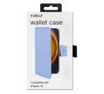 WALLY - Custodia a libro in pelle sintetica con chiusura flap magnetico, slot per carte e funzione stand colore blu compatibile con Apple iPhone 16 [IPHONE 16 CASES]