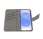WALLY - Custodia a libro in pelle sintetica con chiusura flap magnetico, slot per carte e funzione stand colore nero compatibile con Samsung Galaxy S25 FE
