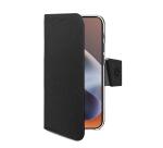 WALLY - Custodia a libro in pelle sintetica con chiusura flap magnetico, slot per carte e funzione stand colore nero compatibile con Motorola G86/ G86 Power