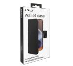 WALLY - Custodia a libro in pelle sintetica con chiusura flap magnetico, slot per carte e funzione stand colore nero compatibile con Motorola G86/ G86 Power