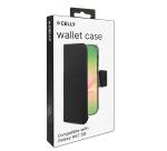 WALLY - Custodia a libro in pelle sintetica con chiusura flap magnetico, slot per carte e funzione stand colore nero compatibile con Samsung Galaxy A57 5G/ Galaxy A57 5G EE