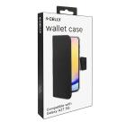 WALLY - Custodia a libro in pelle sintetica con chiusura flap magnetico, slot per carte e funzione stand colore nero compatibile con Samsung Galaxy A27 5G