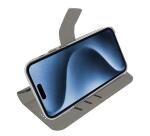 WALLY - Custodia a libro in pelle sintetica con chiusura flap magnetico, slot per carte e funzione stand colore nero compatibile x Apple iPhone 18 Pro/ 17 Pro [IPHONE 18 CASES]