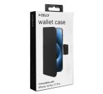 WALLY - Custodia a libro in pelle sintetica con chiusura flap magnetico, slot per carte e funzione stand colore nero compatibile x Apple iPhone 18 Pro/ 17 Pro [IPHONE 18 CASES]