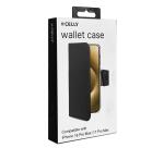 WALLY - Custodia a libro in pelle sintetica con chiusura flap magnetico, slot per carte e funzione stand colore nero per Apple iPhone 18 Pro Max/iPhone 17 Pro Max [IPHONE 18 CASES]