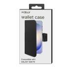 WALLY - Custodia a libro in pelle sintetica con chiusura flap magnetico, slot per carte e funzione stand colore nero compatibile con Samsung Galaxy S26 FE 5G
