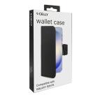 WALLY - Custodia a libro in pelle sintetica con chiusura flap magnetico, slot per carte e funzione stand colore nero compatibile con Samsung Galaxy S26 FE 5G