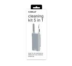 CLEANINGKIT - Kit pulizia dispositivi 5in1, punta per la rimozione sporco, spazzola rigida per pulizia scanalature, spugna, panno in microfibra, nebulizzatore