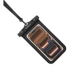 SPLASHBAG26 - Custodia impermeabile per smartphone fino a 7", design trasparente, chiusura ermetica, laccio a collo incluso