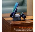 Caricabatterie wireless pieghevole 3 in 1 con cavo retrattile