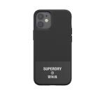 SUPERDRY - Cover in TPU+Policarbonato flessibile anti-urto con intarsiatura in tela colore nero compatibile con Apple iPhone 12 Mini