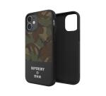 SUPERDRY - Cover in TPU+Policarbonato flessibile anti-urto con intarsiatura in tela colore mimetico verde compatibile con Apple iPhone 12 Mini
