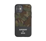 SUPERDRY - Cover in TPU+Policarbonato flessibile anti-urto con intarsiatura in tela colore mimetico verde compatibile con Apple iPhone 12 Mini
