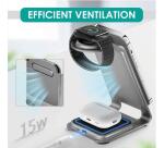 CARICATORE WIRELESS 3 IN 1  SUPPORTO DI RICARICA MAGNETICO            COMPATIBILE CON DISPOSITIVI CON RICARICA WIRELESS