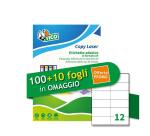 ETICHETTE BIANCHE ADESIVE 105X48MM  12 ETICHETTE PER FOGLIO           PERMANENTE  LASER/INKJET  CONFEZIONE DA 100 +10 FF OMAGGIO