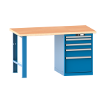 Lista - Établi 5 tiroirs plateau en multiplex H 84 x P 75 cm - poids supporté 800 ou 1500 Kg