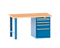 Établi Lista 27x36E - H 84 xL 200 x P 75 cm - 5 tiroirs multiplex KEY Lock Bleu clair RAL 5012