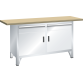 LISTA - Établi système (LxPxH) 1500x700x840mm 2 portes battantes, 2 tiroirs multiplex KEY Lock Gris clair RAL 7035