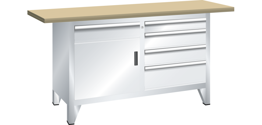 LISTA - Établi système (HxLxP) 84 x 150 x 70cm Multiplex KEY Lock R7035