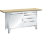 LISTA - Établi système (LxPxH) 1500x700x840mm 1 porte battante, 5 tiroirs multiplex KEY Lock Gris clair RAL 7035