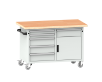 LISTA - Établi système mobile (HxLxP) 87,7 x 125 x 70 cm Multiplex KEY Lock R7035