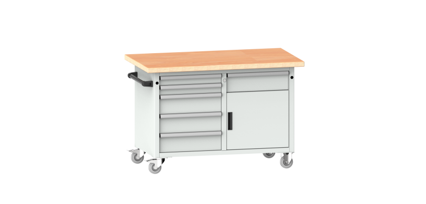 LISTA - Établi système mobile (HxLxP) 87,7 x 125 x 70 cm Multiplex KEY Lock R7035