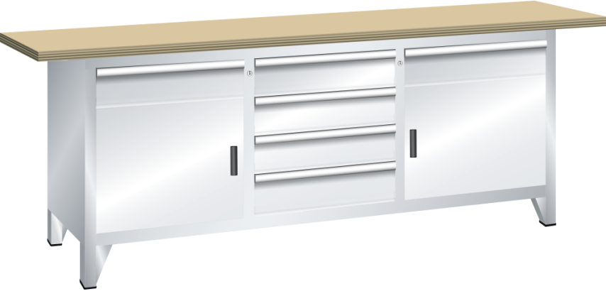 LISTA - Établi système (HxLxP) 84 x 200 x 70 cm Multiplex KEY Lock R7035