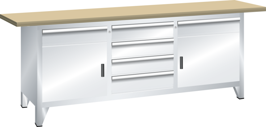 LISTA - Établi système (HxLxP) 84 x 200 x 70 cm Multiplex KEY Lock R7035