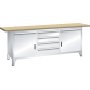 LISTA - Établi système (LxPxH) 2000x700x840mm 2 portes battantes, 6 tiroirs multiplex KEY Lock Gris clair RAL 7035