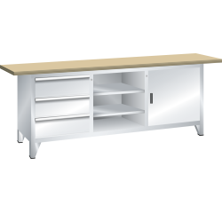 LISTA - Établi système (HxLxP) 84 x 200 x 70 cm Multiplex KEY Lock R7035