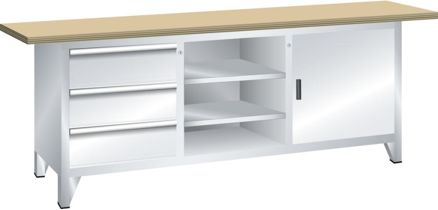 LISTA - Établi système (HxLxP) 84 x 200 x 70cm Multiplex KEY Lock R7035