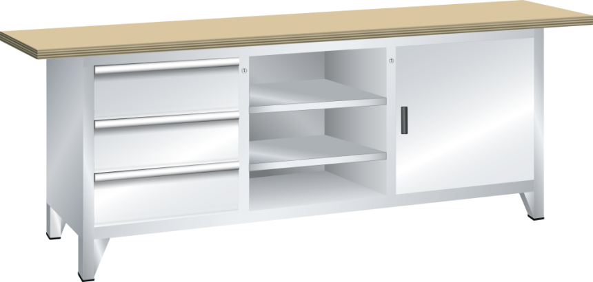 LISTA - Établi système (HxLxP) 84 x 200 x 70cm Multiplex KEY Lock R7035