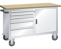 LISTA - Établi système mobile (HxLxP) 87,7x125x70cm Multiplex KEY Lock R7035