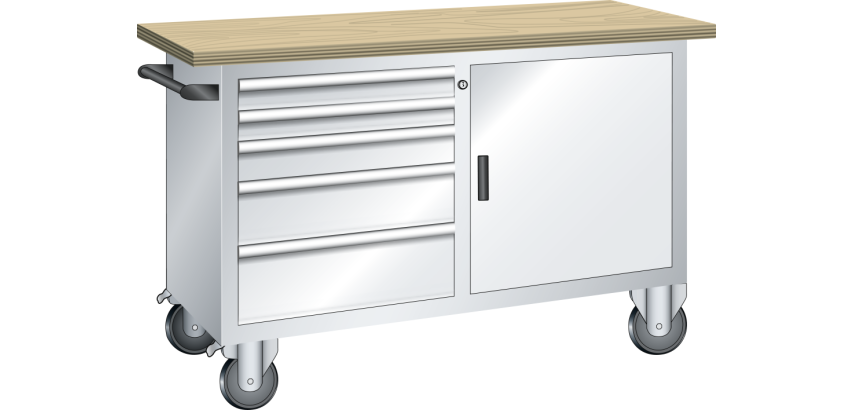 LISTA - Établi système mobile (HxLxP) 87,7x125x70cm Multiplex KEY Lock R7035