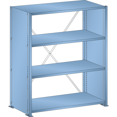 LISTA - Rayonnage universel L1006 unité de base (LxPxH) 1000x350x1100mm 4 rayons lisse (80kg) Bleu clair RAL 5012