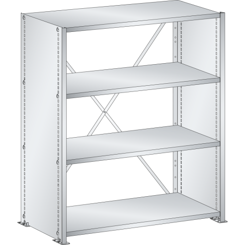 LISTA - Rayonnage universel L1006 unité de base (LxPxH) 1000x350x1100mm 4 rayons lisse (80kg) Gris clair RAL 7035