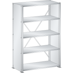 LISTA - Rayonnage universel L1006 unité de base (LxPxH) 1000x350x1450mm 5 rayons lisse (80kg) Gris clair RAL 7035