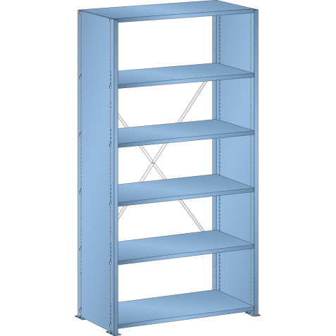LISTA - Rayonnage universel L1006 unité de base (LxPxH) 1000x350x1800mm 6 rayons lisse (80kg) Bleu clair RAL 5012