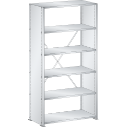 LISTA - Rayonnage universel L1006 unité de base (LxPxH) 1000x350x1800mm 6 rayons lisse (80kg) Gris clair RAL 7035