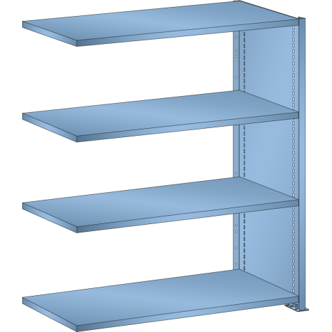 LISTA - Rayonnage universel L1006 unité annexe (LxPxH) 1000x350x1100mm 4 rayons lisse (80kg) Bleu clair RAL 5012