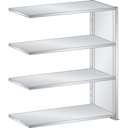 LISTA - Rayonnage universel L1006 unité annexe (LxPxH) 1000x350x1100mm 4 rayons lisse (80kg) Gris clair RAL 7035