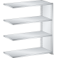 LISTA - Rayonnage universel L1006 unité annexe (LxPxH) 1000x350x1100mm 4 rayons lisse (80kg) Gris clair RAL 7035