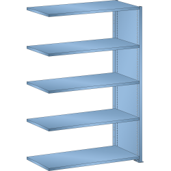 LISTA - Rayonnage universel L1006 unité annexe (LxPxH) 1000x350x1450mm 5 rayons lisse (80kg) Bleu clair RAL 5012
