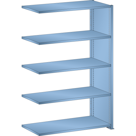 LISTA - Rayonnage universel L1006 unité annexe (LxPxH) 1000x350x1450mm 5 rayons lisse (80kg) Bleu clair RAL 5012