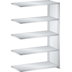 LISTA - Rayonnage universel L1006 unité annexe (LxPxH) 1000x350x1450mm 5 rayons lisse (80kg) Gris clair RAL 7035