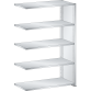LISTA - Rayonnage universel L1006 unité annexe (LxPxH) 1000x350x1450mm 5 rayons lisse (80kg) Gris clair RAL 7035