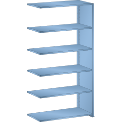 LISTA - Rayonnage universel L1006 unité annexe (LxPxH) 1000x350x1800mm 6 rayons lisse (80kg) Bleu clair RAL 5012